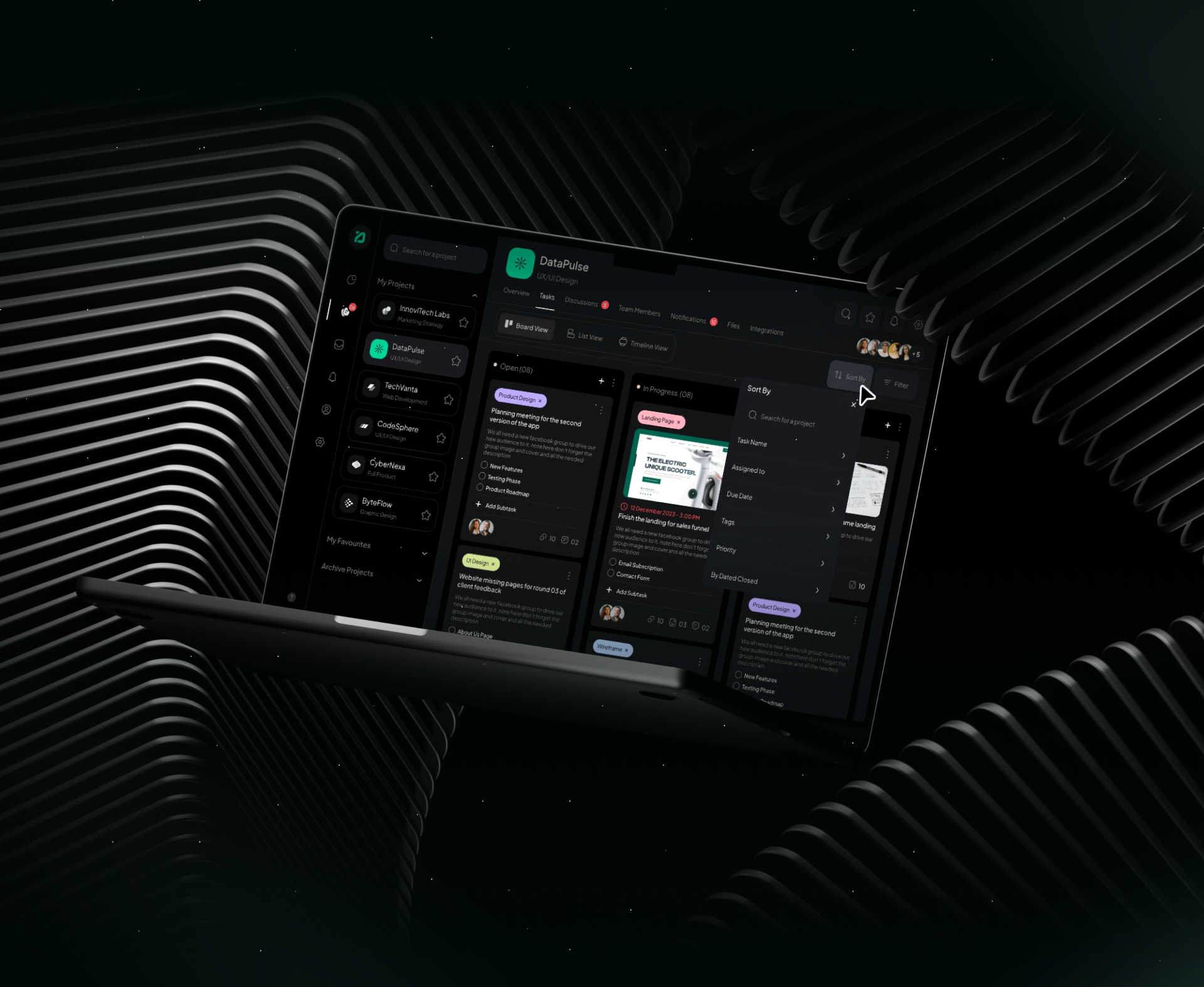 Project management dashboard UI design, screen 10 of 11