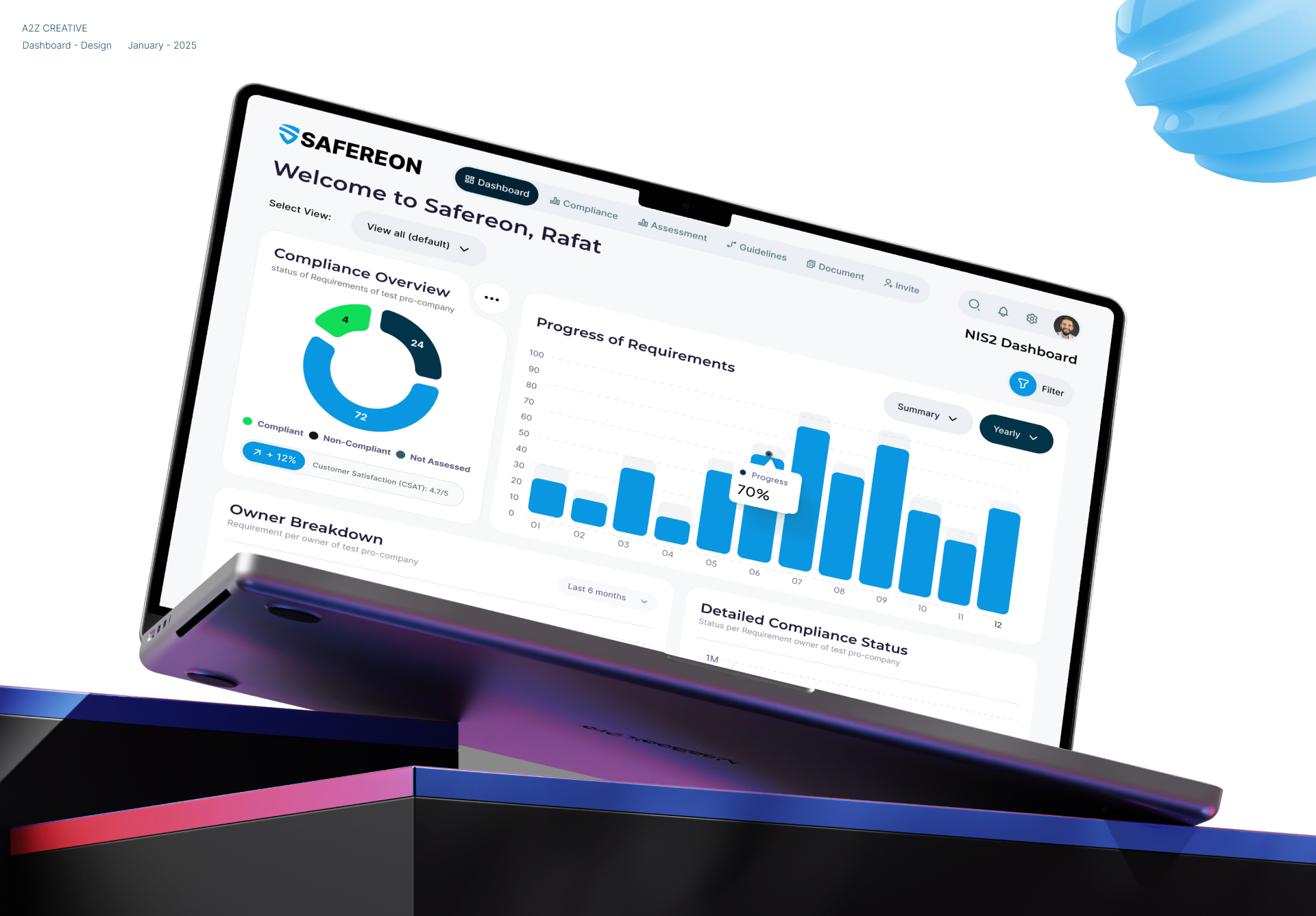 Compliance and cybersecurity web app UI design case study by Mound Studio