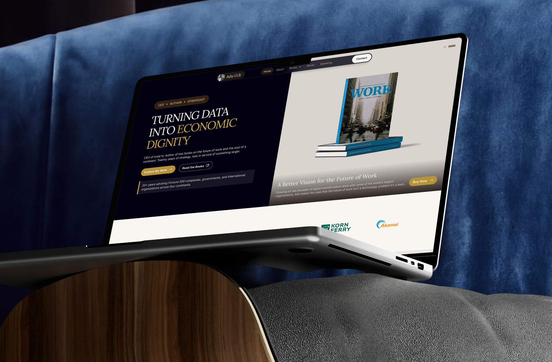 Adu O.B. personal brand website design case study by Mound Studio