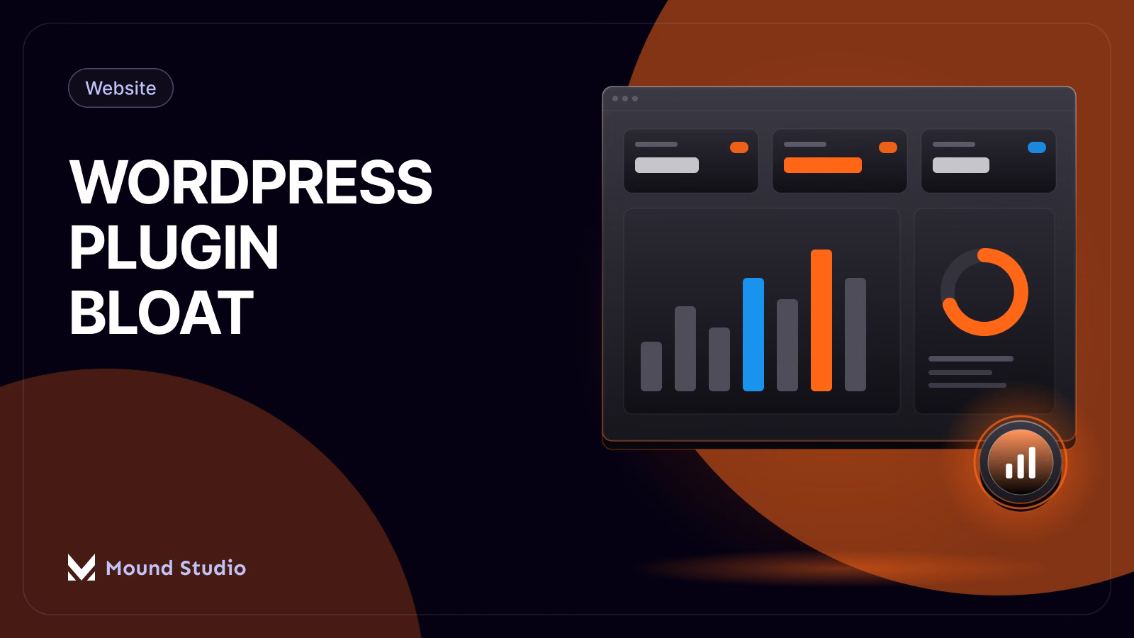 WordPress plugin bloat and website speed thumbnail, Mound Studio