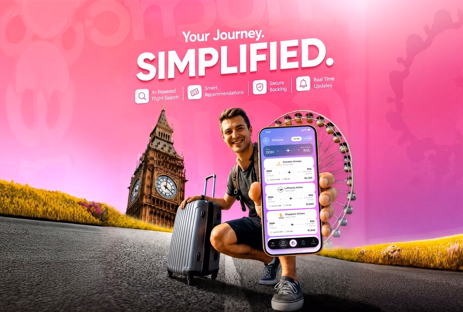 AI-Powered Flight Booking App UI/UX Design — Navoair Mobile App