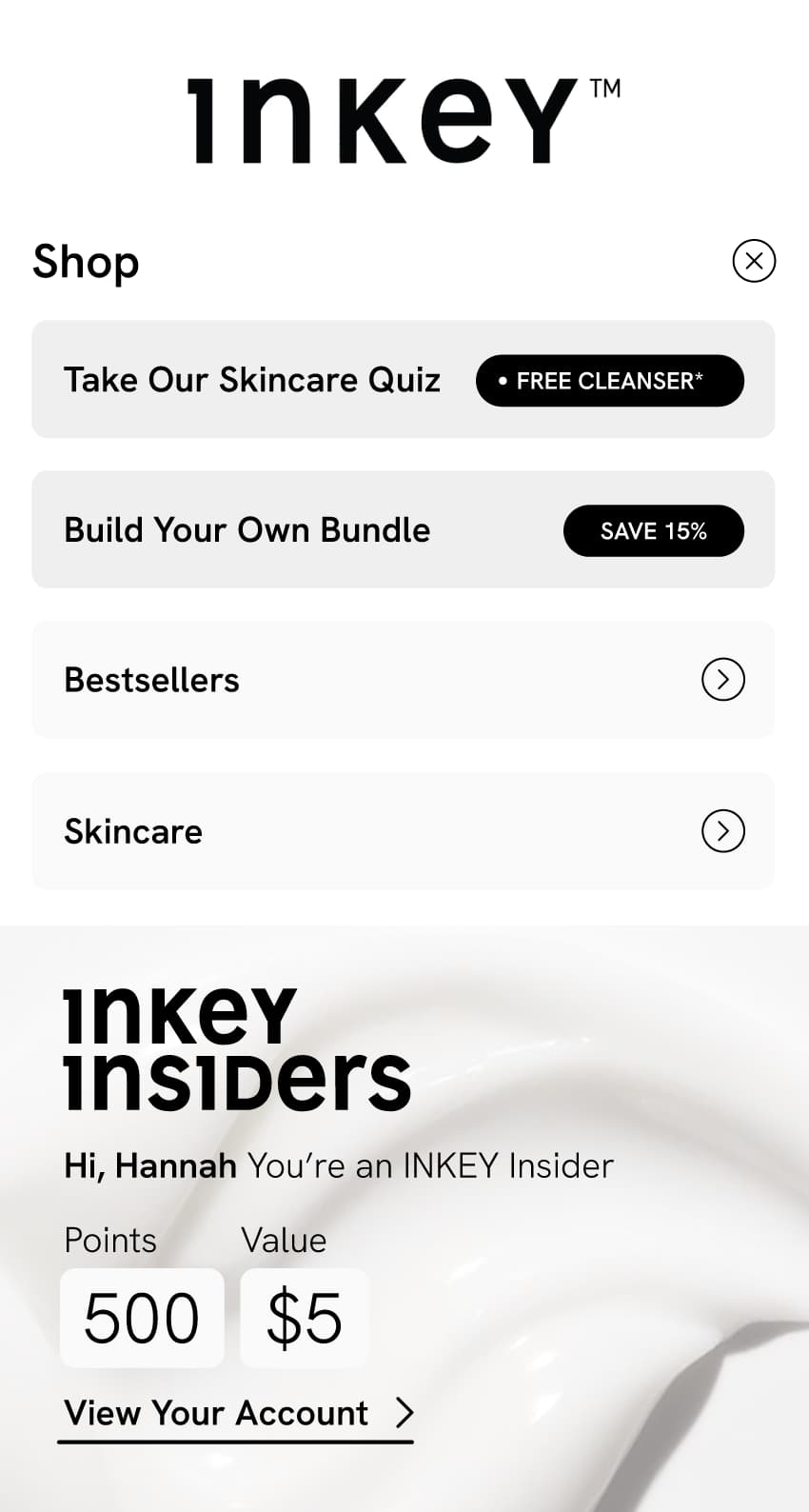 The INKEY List loyalty account page