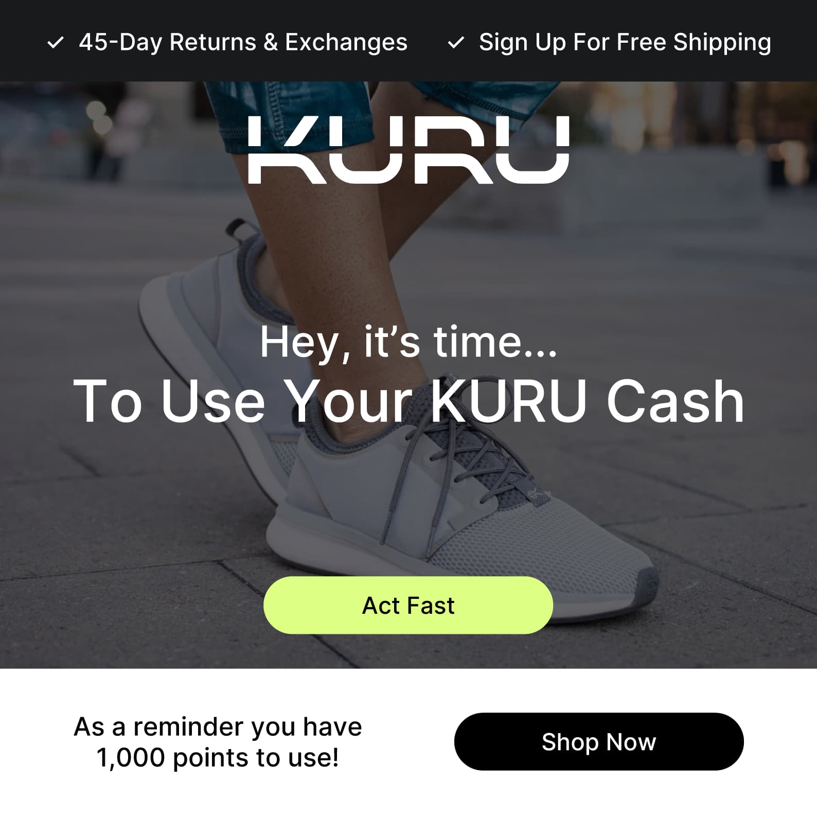 KURU Footwear loyalty email