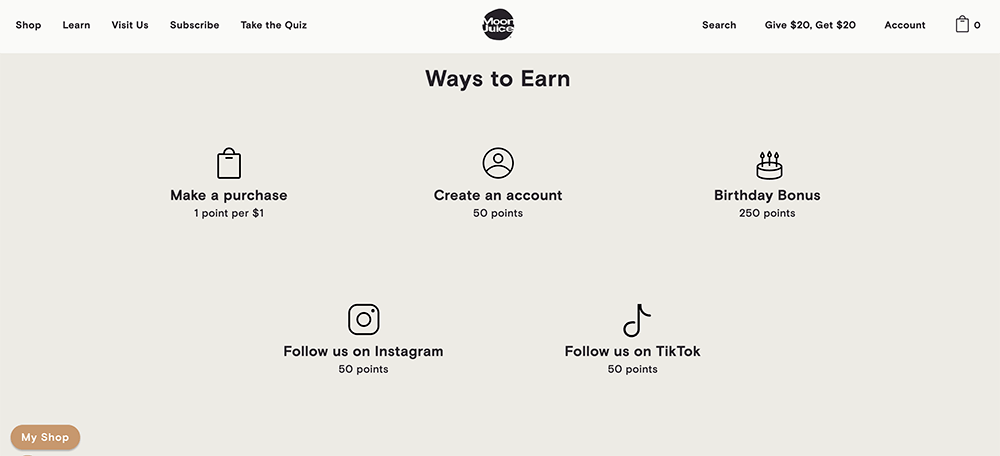 Moon Juice loyalty program
