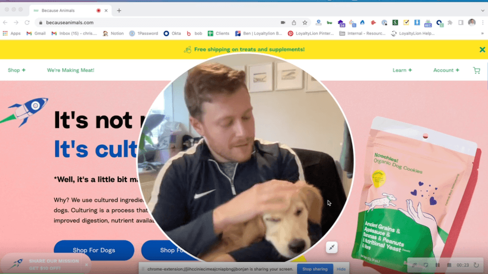 Chris Burr in action on a business call with his new two-month old puppy