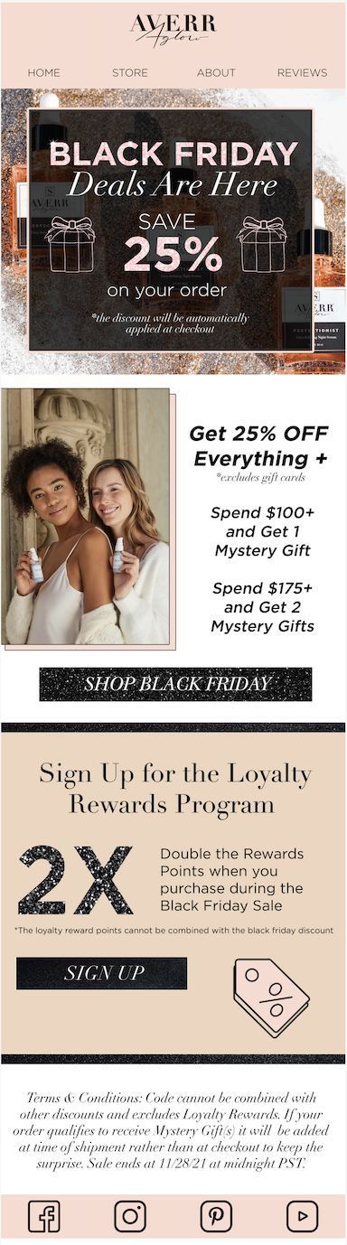 Seasonal emails: Averr Aglow Skincare