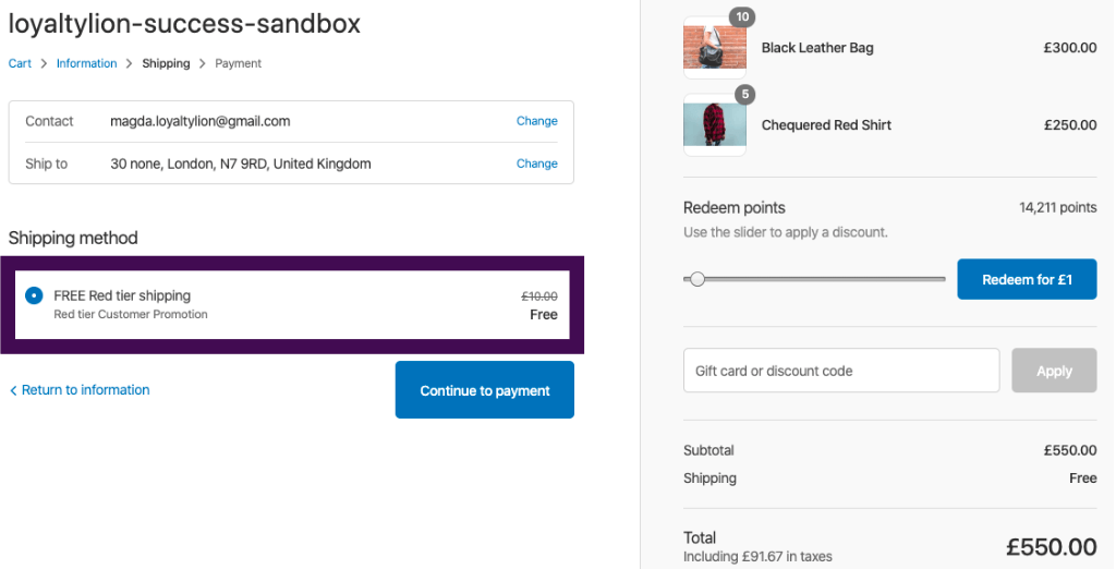 Shopify checkout experience example using Scripts