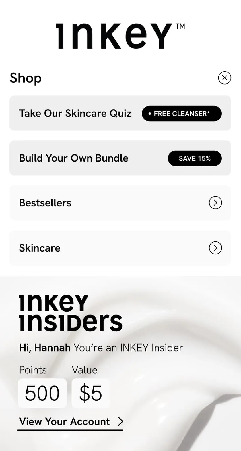 The INKEY List loyalty account page