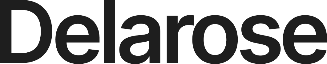 Text logo reading Delarose in bold black font on a white background.
