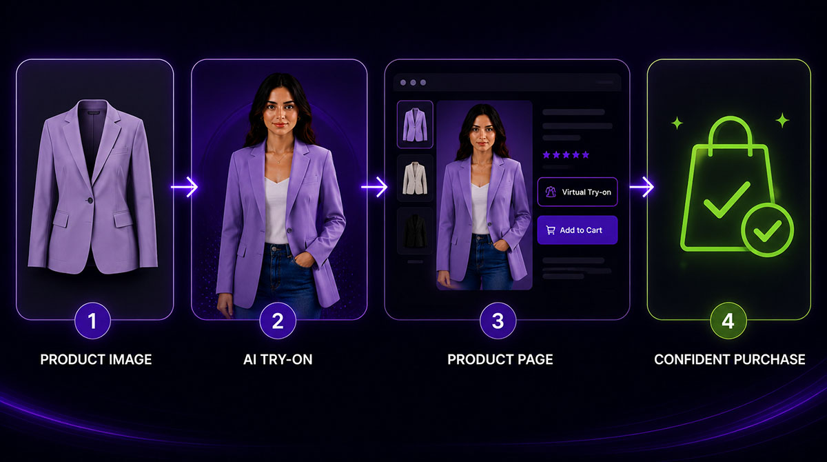 AI virtual try-on workflow from product image to product page experience