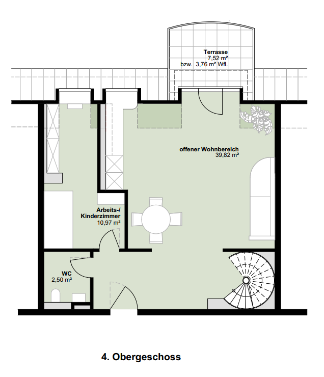 Grundriss 4.OG – DG-Maisonette Schwabing West