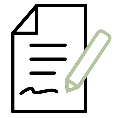 Symbol eines Dokuments mit Linien und einer Handschrift neben einem Stift.