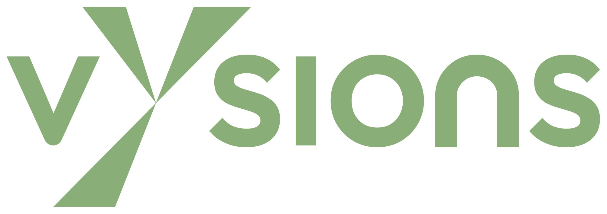 Vysions Firmenlogo in hellem Grün mit stilisiertem V.