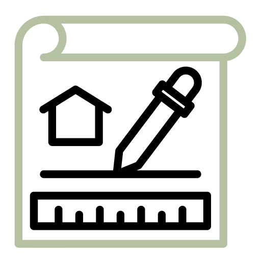 Icon mit einem stilisierten fertigen Bauplan