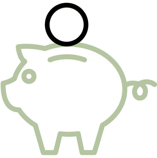 Symbol eines Sparschweins mit Münze, die eingeworfen wird, Darstellung von Sparen oder Finanzen.