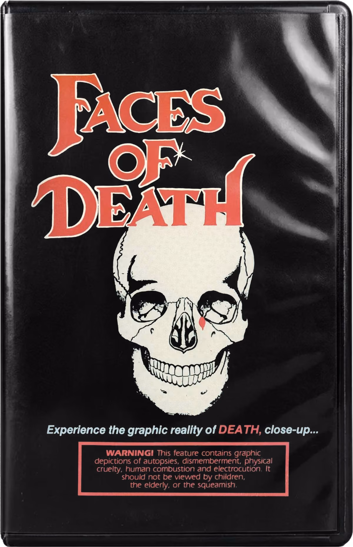 Faces of Death VHS cover with a white skull