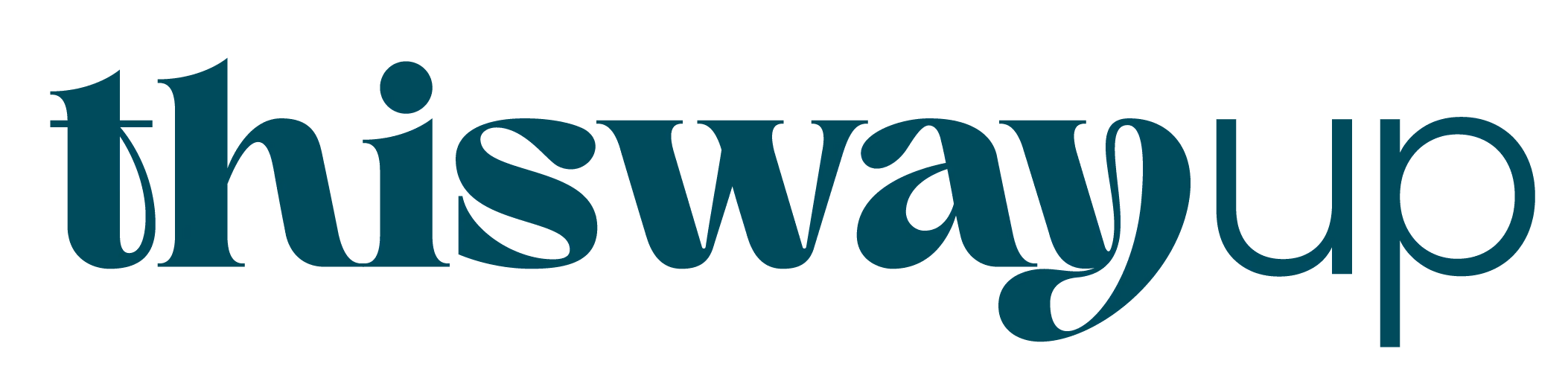 Text logo reading 'thiswayup' in a serif font.