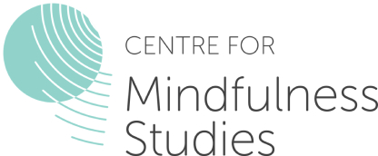 Centre for Mindfulness Studies logo with teal abstract circular design to left of black text.