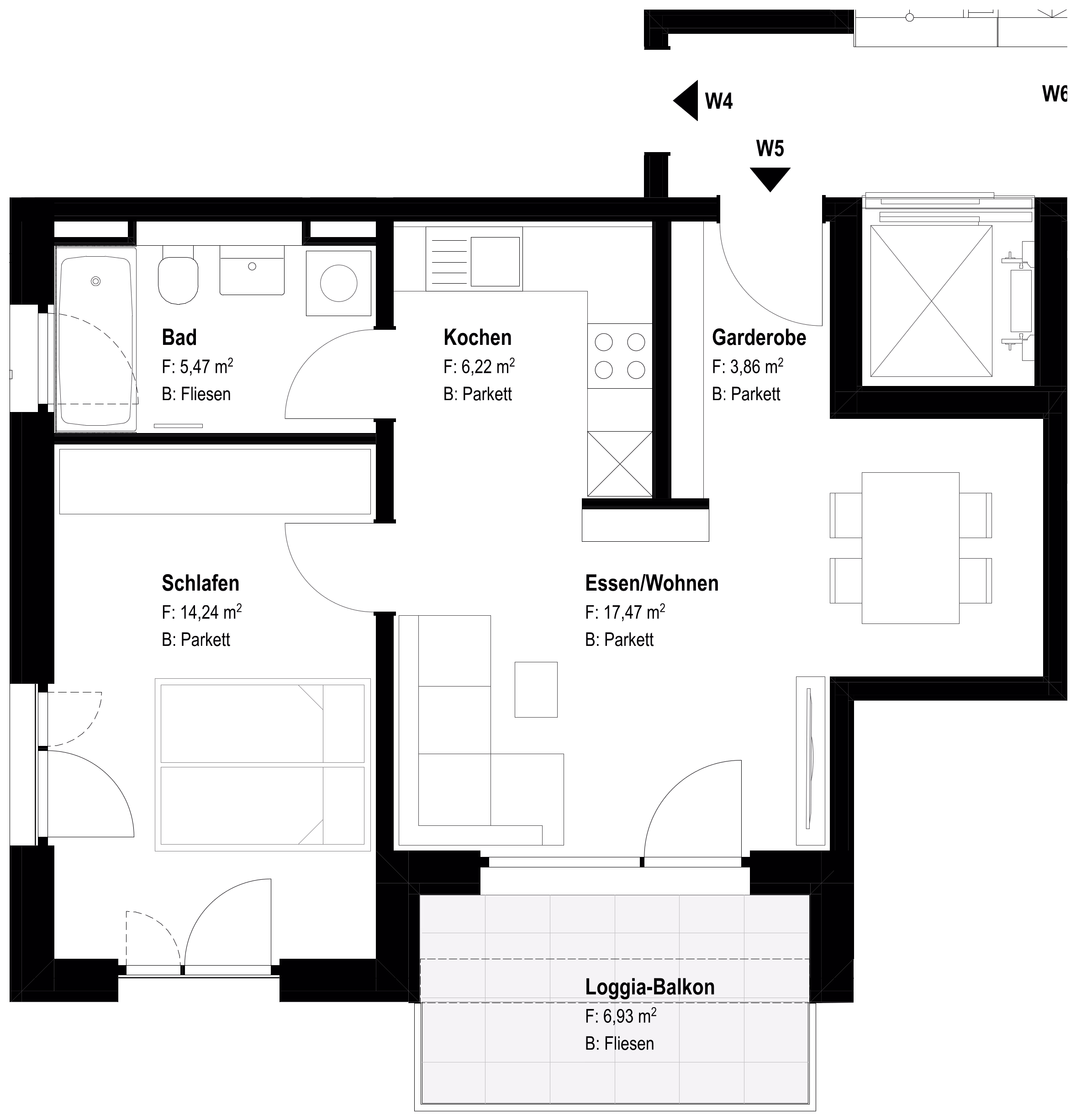 Grundriss Wohnung 5 – Haus 1 OG