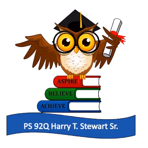 PS 92Q Harry T. Stewart Sr. school logo with owl mascot