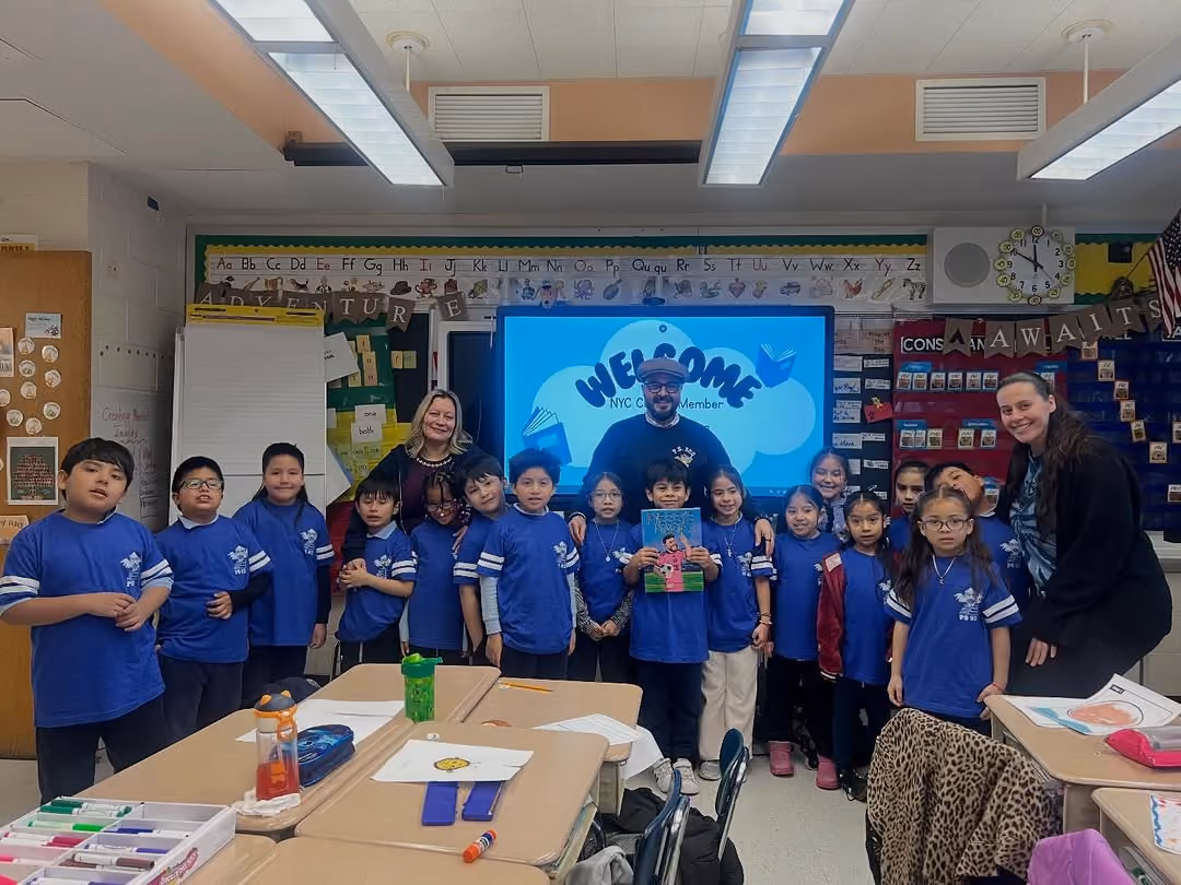 NYC Council member visits elementary school students in classroom