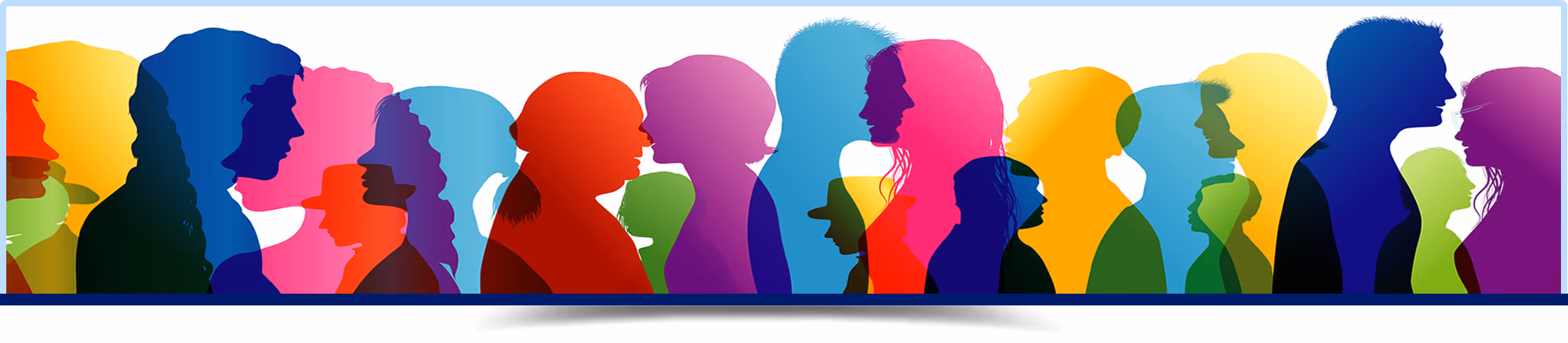 Colorful silhouettes of diverse people of all ages