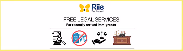 Riis Settlement free legal services for recently arrived immigrants flyer
