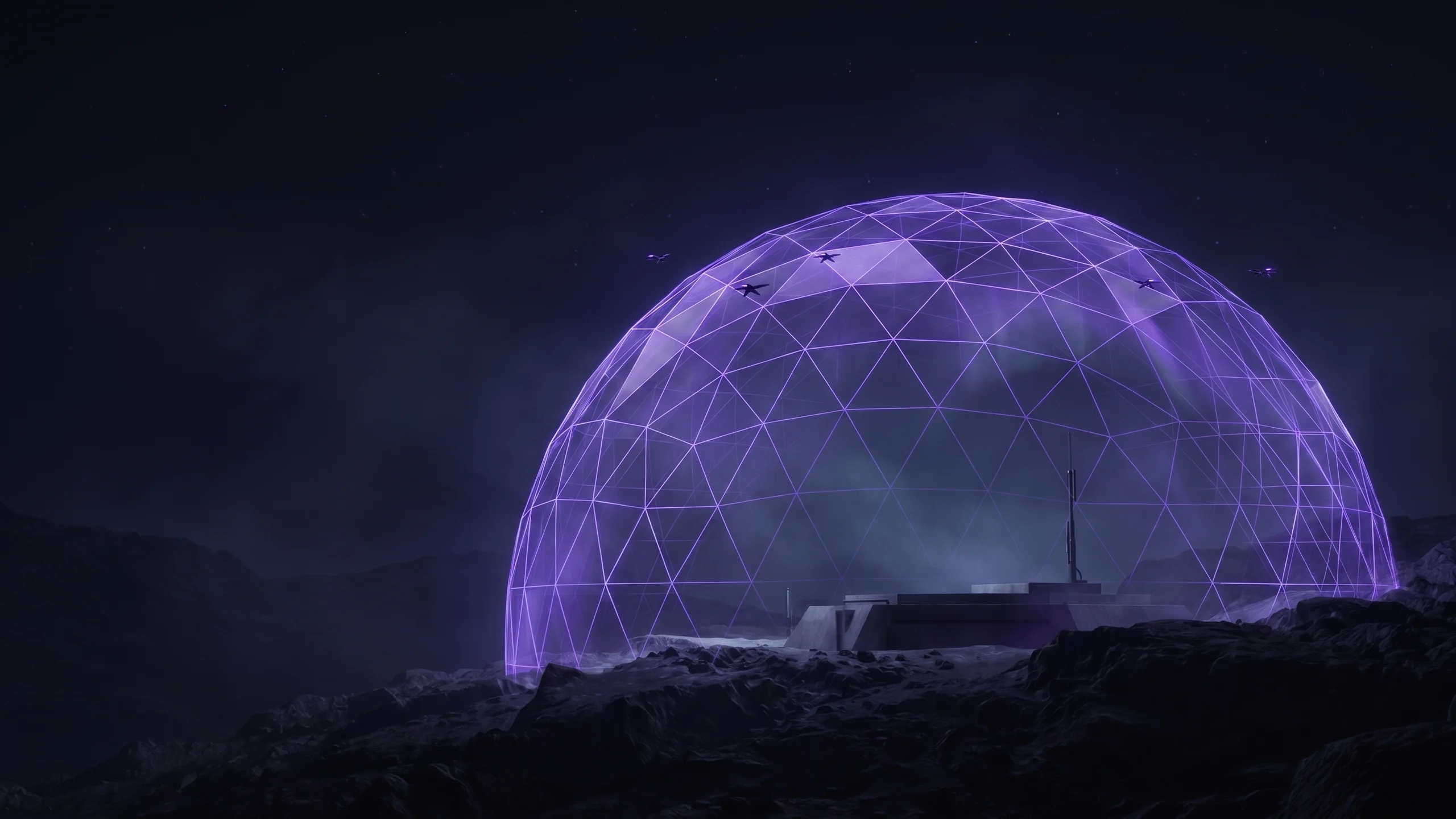 Skyber Drone Dome non-lethal aerial shield over a protected installation