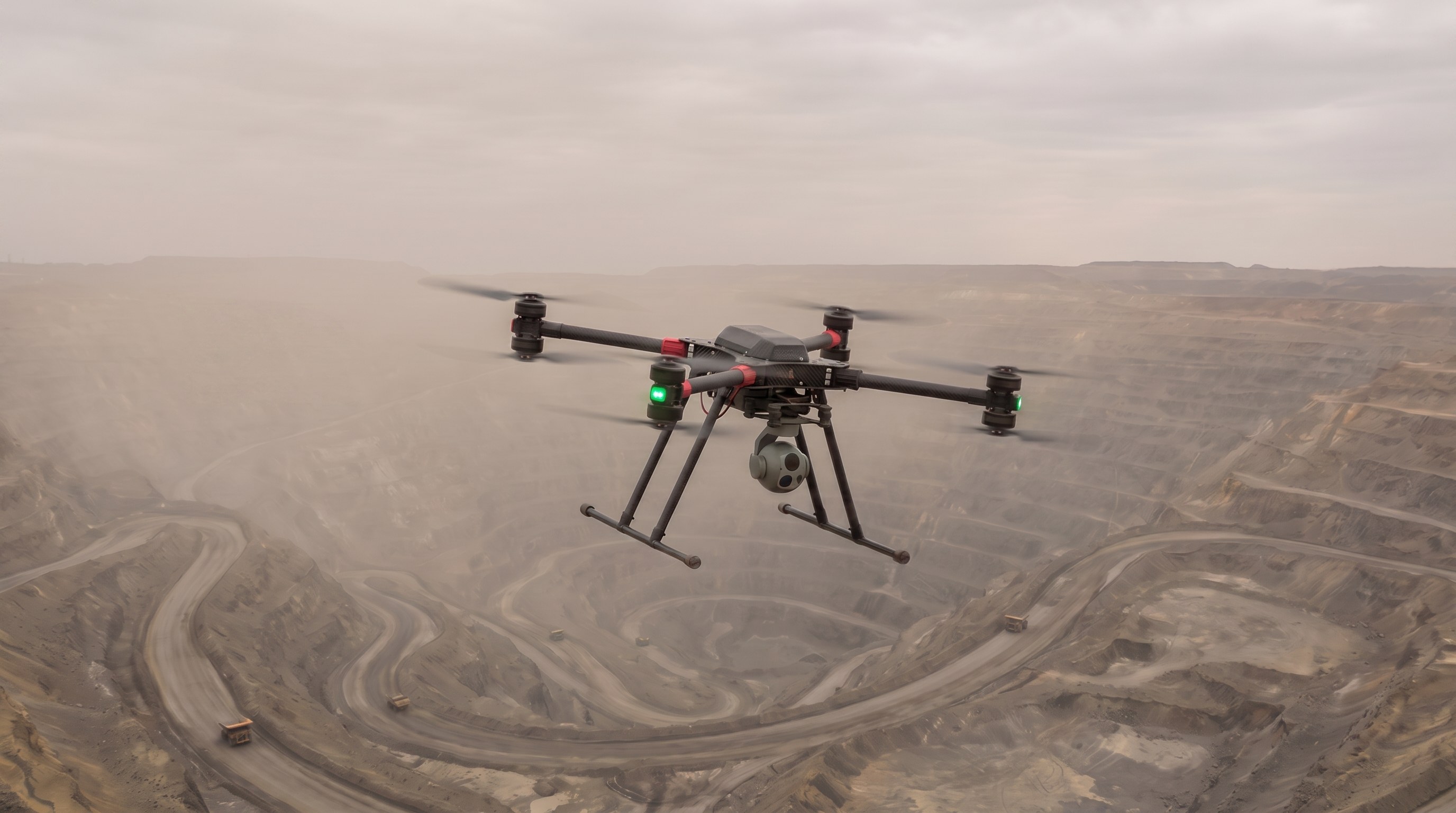 Skyber ISL coaxial-X8 UAV surveying an open-pit mine