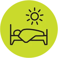 An icon of a person in bed during daytime