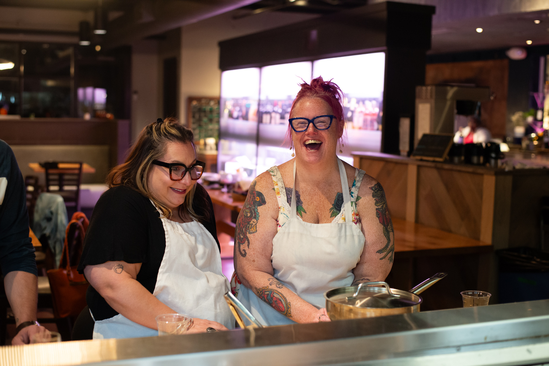 Students in a hands-on cooking class