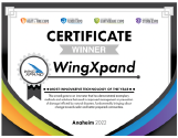 Certificate winner awarded to WingXpand by multiple companies with Anaheim 2023 noted.