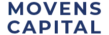 Movens Capital wordmark logo in dark blue uppercase letters.
