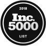 Inc. 5000 List 2018 circular black and white badge logo.