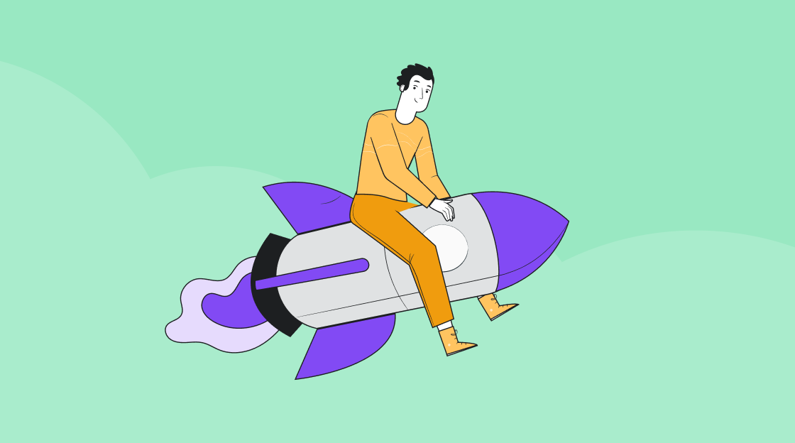 a man sitting on top of a rocket ship