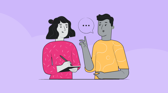 a man and a woman talking to each other