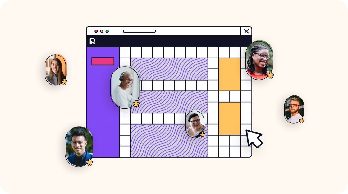 a crossword puzzle with a group of people on it