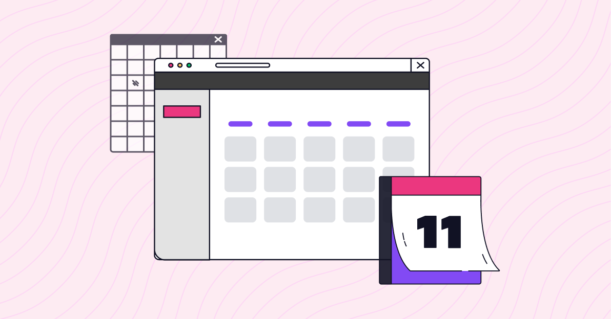 a calendar and a calendar on a pink background