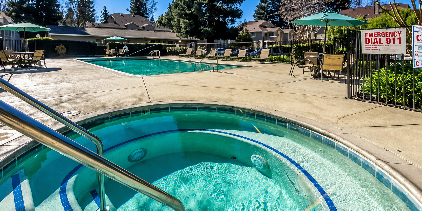 Spa by pool