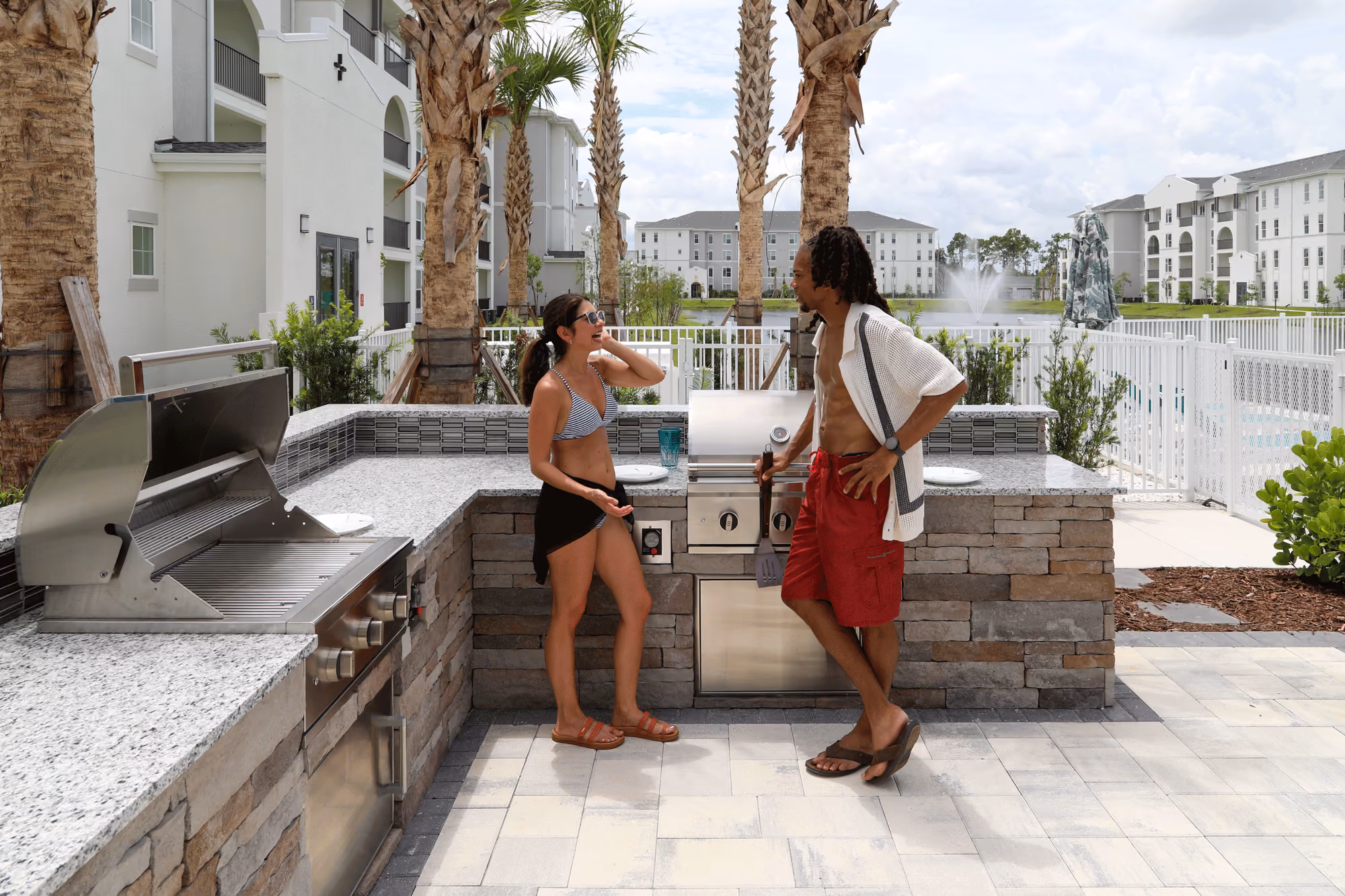 pool and apartments
