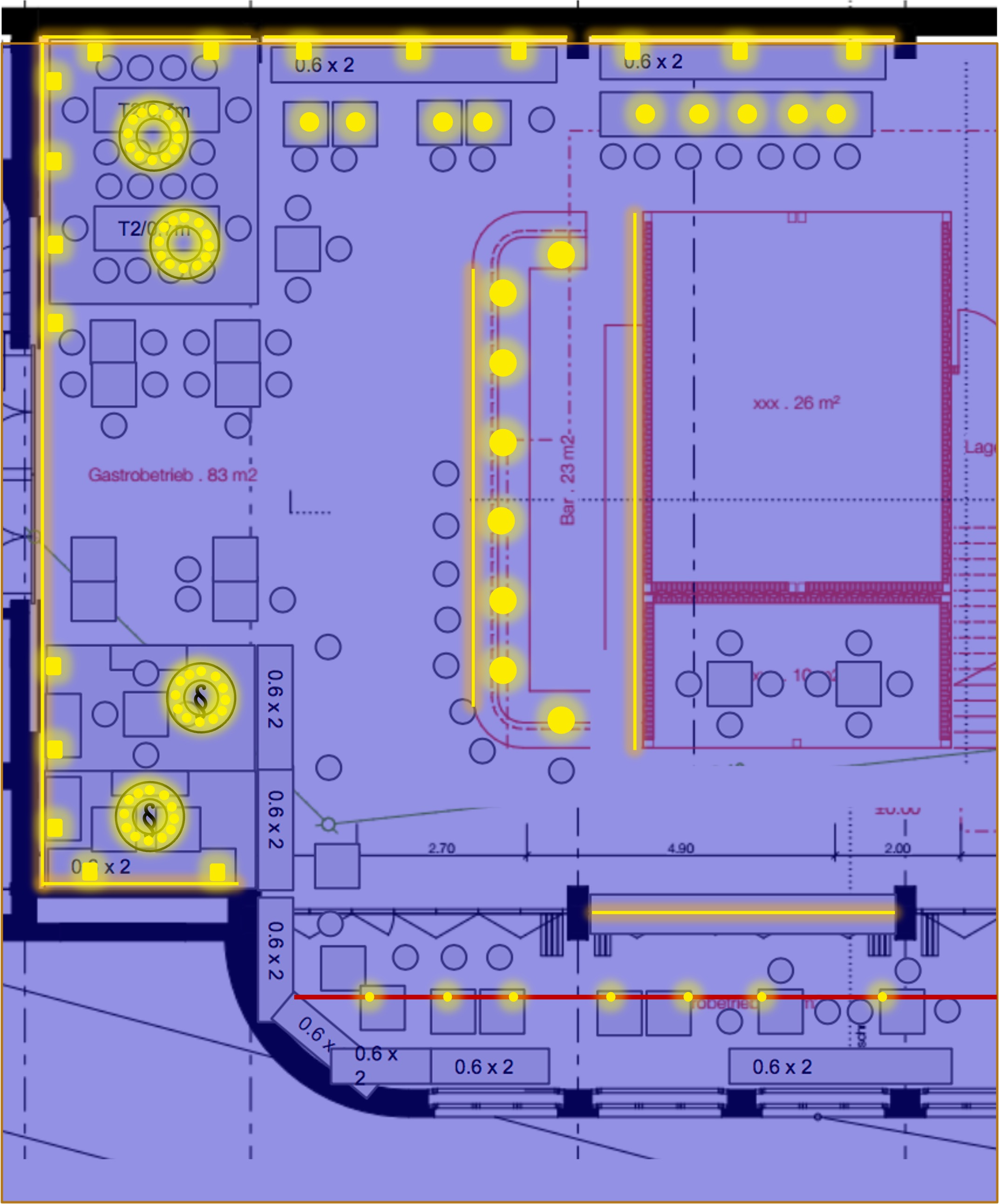 Lichtentwurf für Restaurant und Bar im Kraftwerk Selnau
