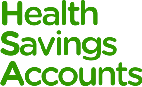 Green text reading 'Health Savings Accounts' in three stacked lines on a transparent background.