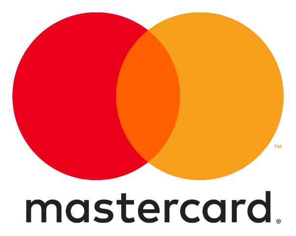 Mastercard logo featuring two overlapping circles, one red on the left and one orange on the right.