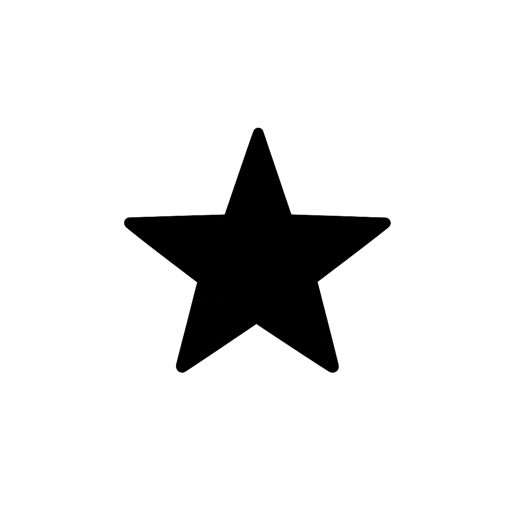 Black five-pointed star with a glowing orange and dark brown gradient background.