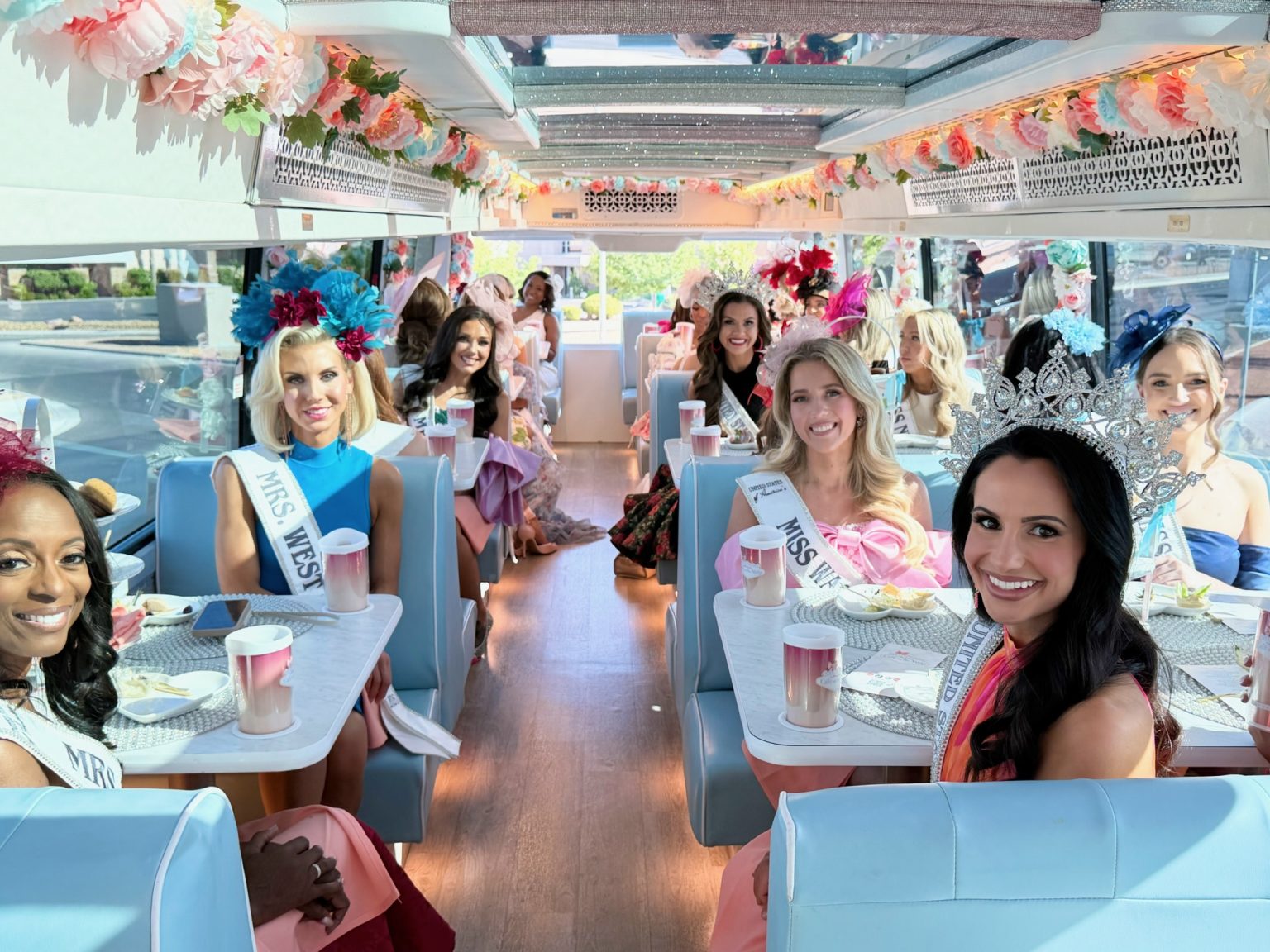 The decorated interior of the tea coach
