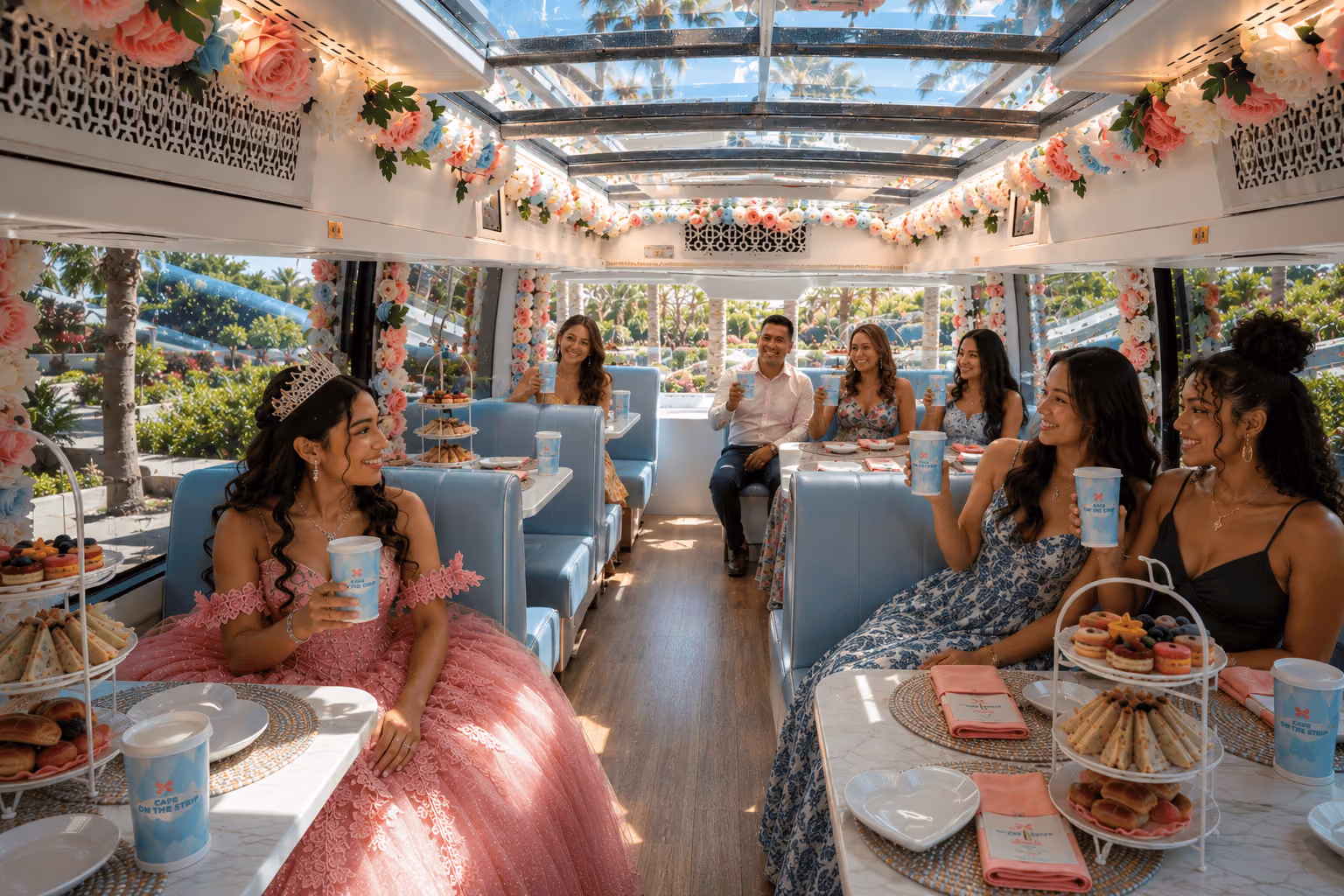 Family celebrating a quinceanera with high tea