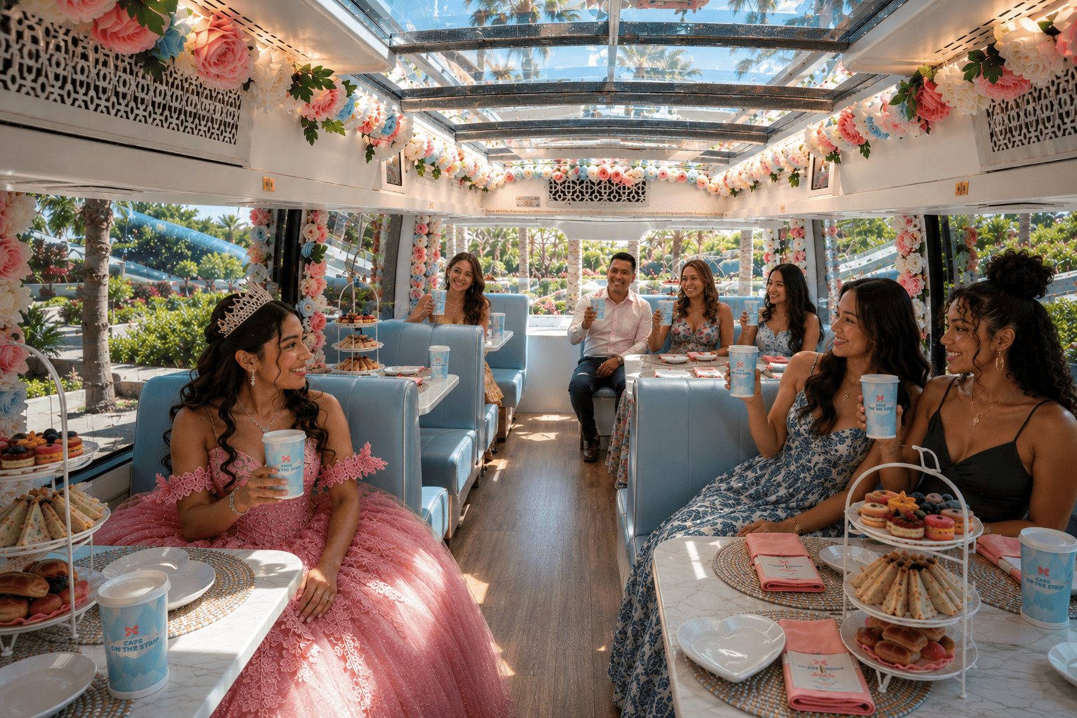 Family celebrating a quinceanera with high tea