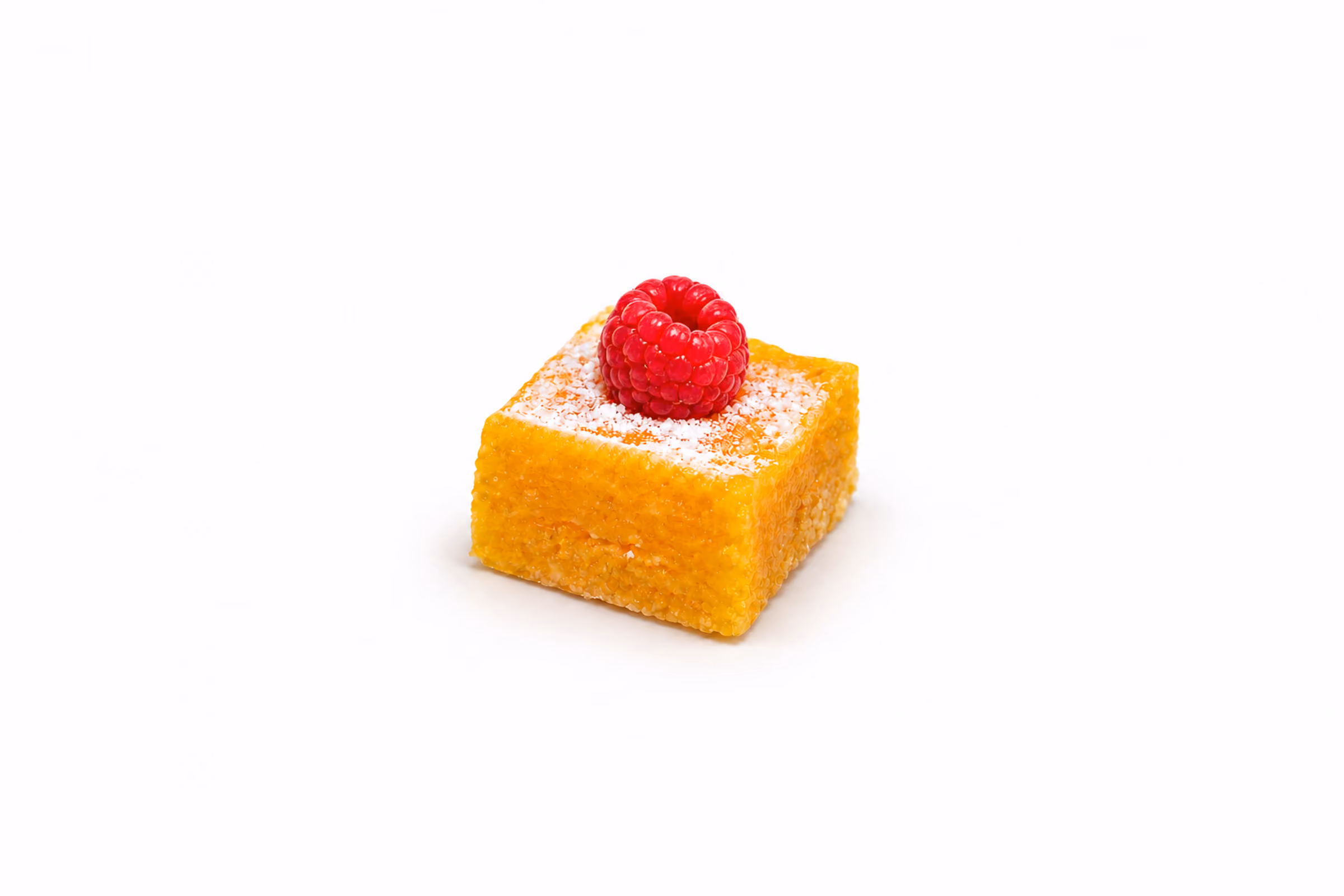 Lemon square with shortbread and seasonal fruit