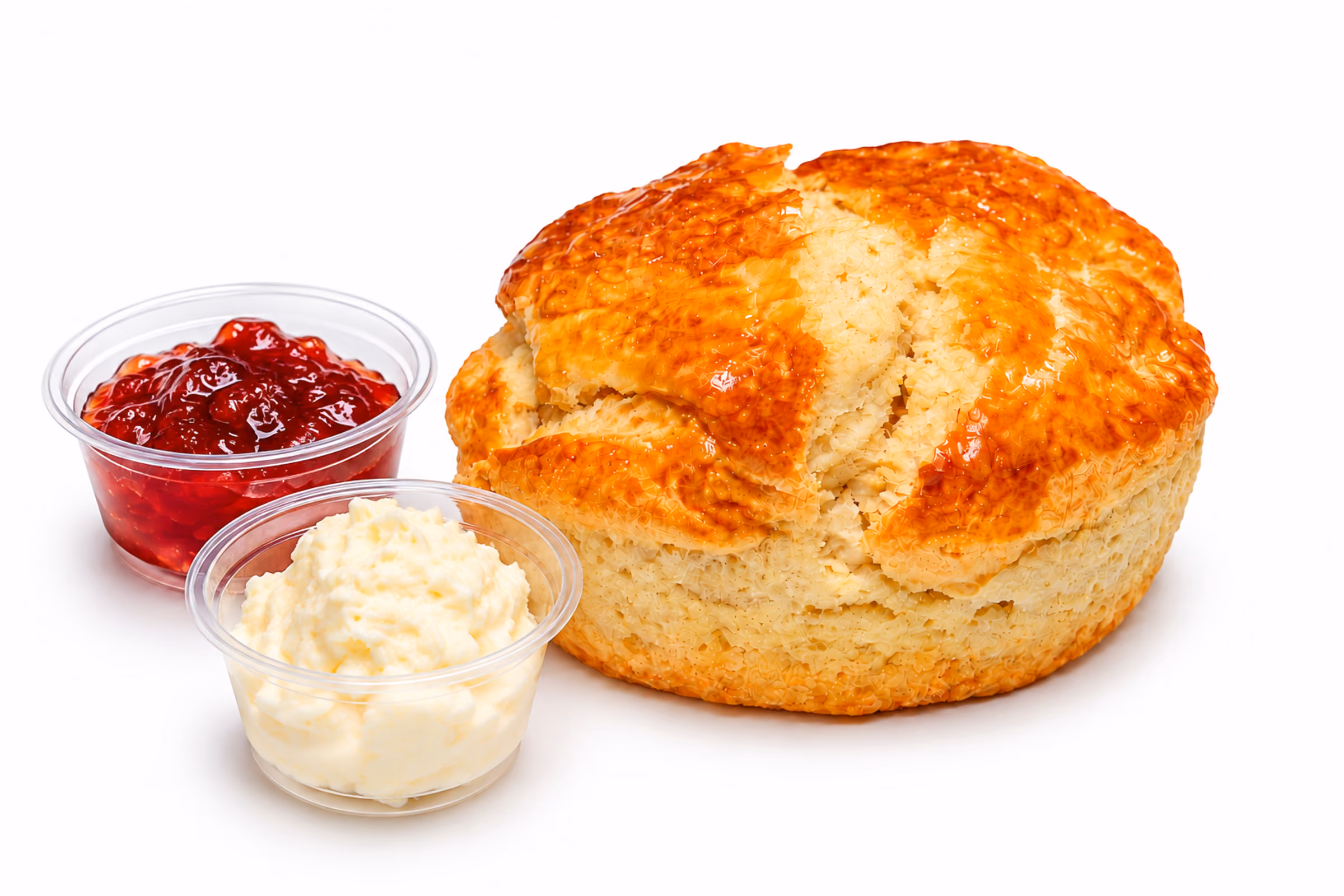 Buttermilk scone with clotted cream and strawberry jam