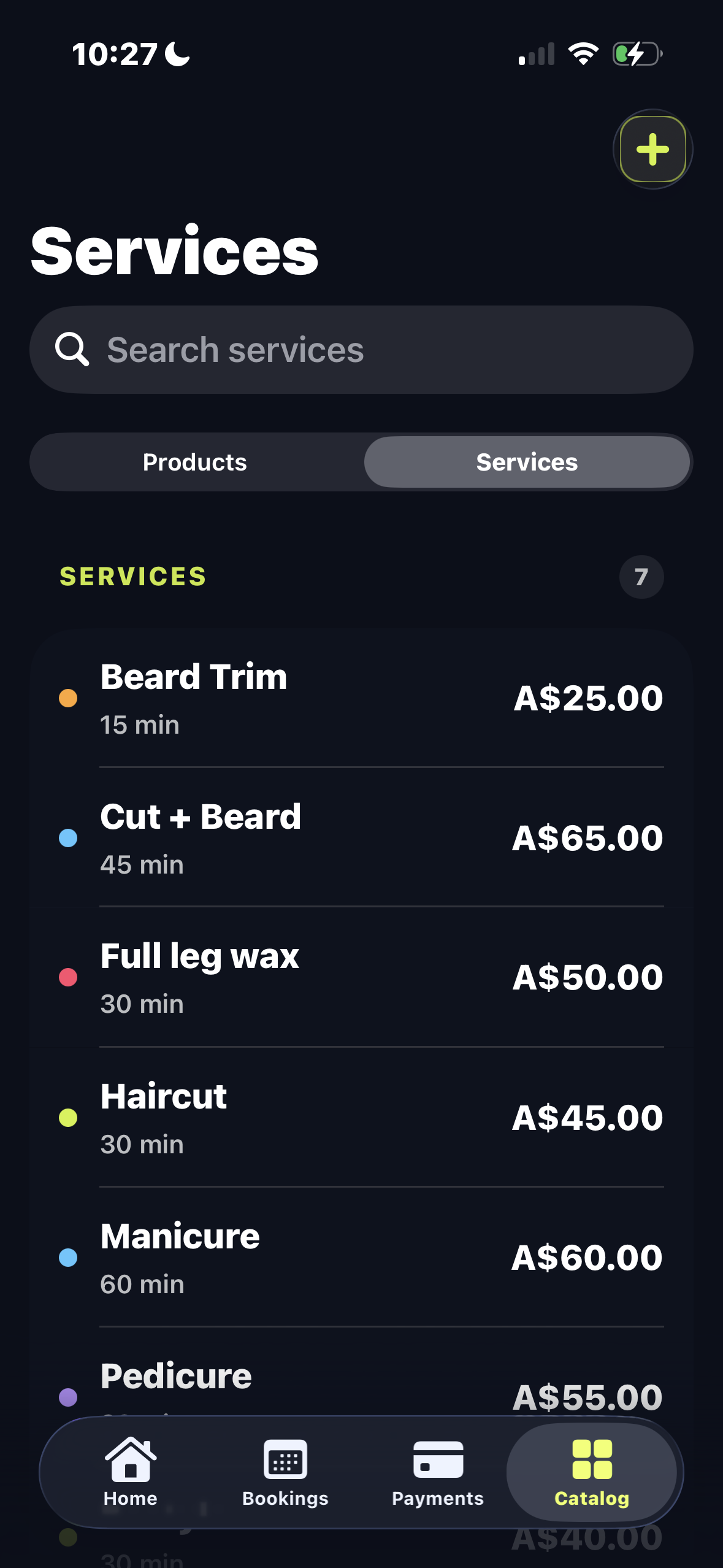 Synnct services screen